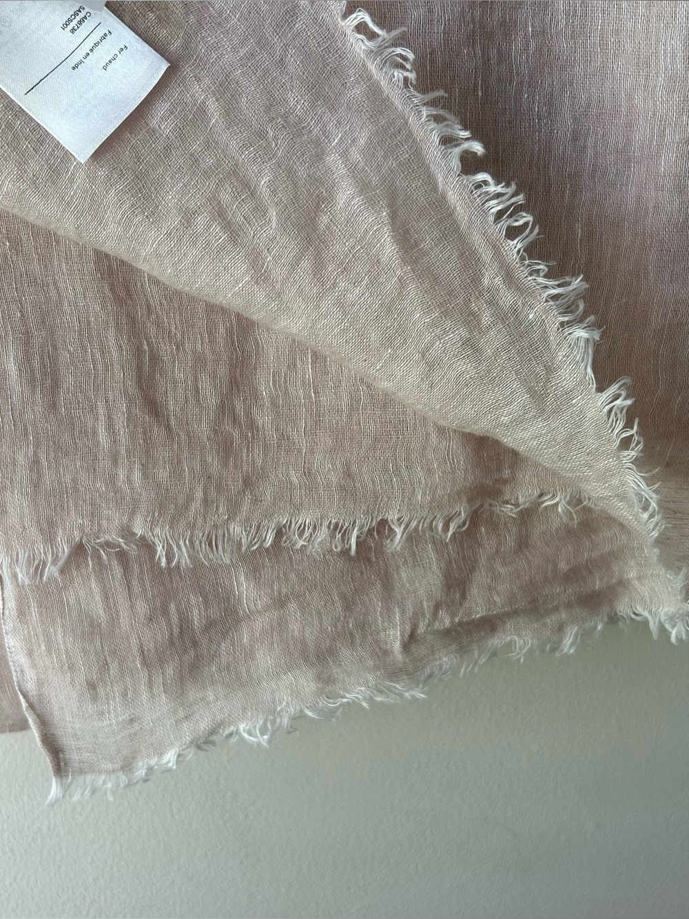 Quince Lightweight Linen Silk Cashmere Scarf Soft Pink - Picture 9 of 13